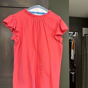 Vibrant Pink Ruffle Sleeve Shirt. Size M. Super lightweight, Never worn.